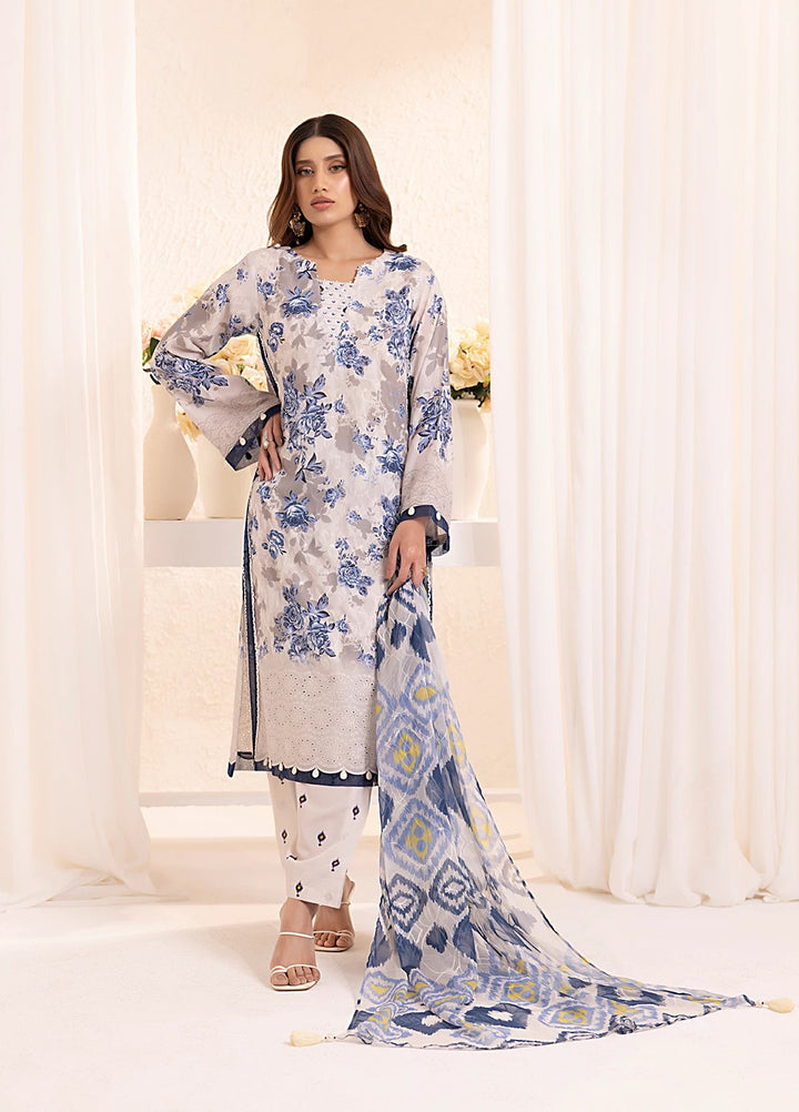 Salitex Embroidered Silk Lawn Suits Unstitched 3 Piece SUNS7PCK017UT - Summer Collection