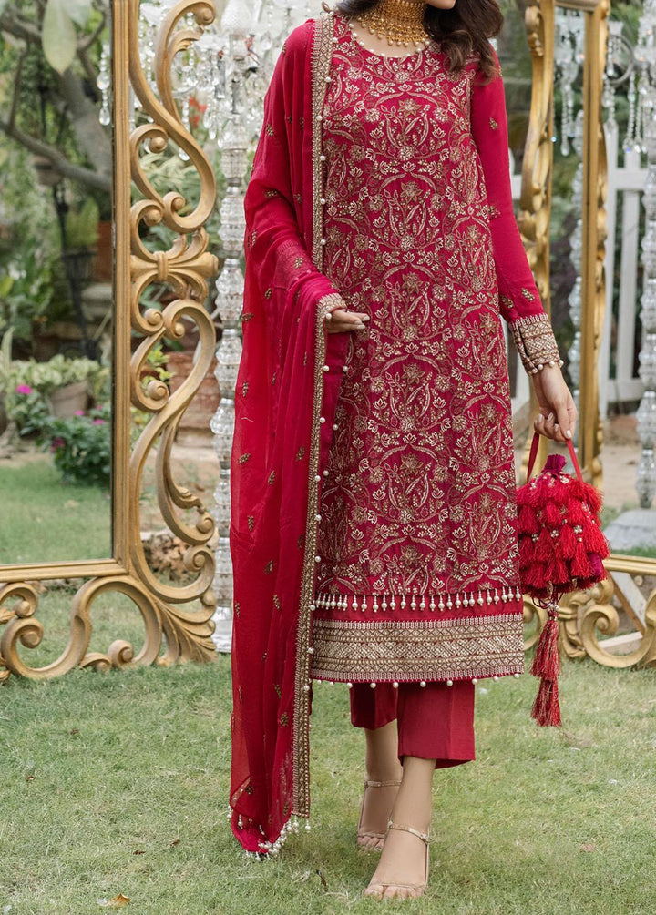 Salitex Embroidered Chiffon Suits Unstitched 3 Piece ST21F HC-00009UT Fuschia - Luxury Collection