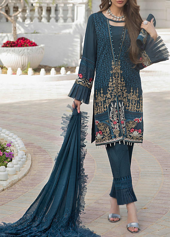 Salitex Embroidered Chiffon Suits Unstitched 3 Piece SL21LC HC-00007 - Festive Collection