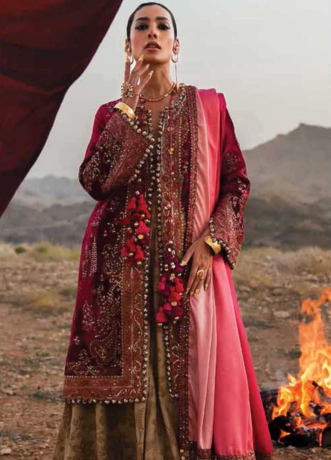 Sana Safinaz Embroidered Velvet Suits Unstitched 3 Piece SS23WL D-04 - Luxury Collection