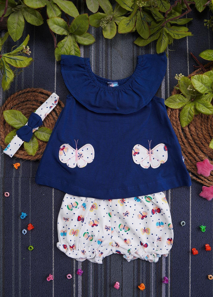 Sanaulla Exclusive Range Cotton Casual Suit for Girls -  132086 Navy