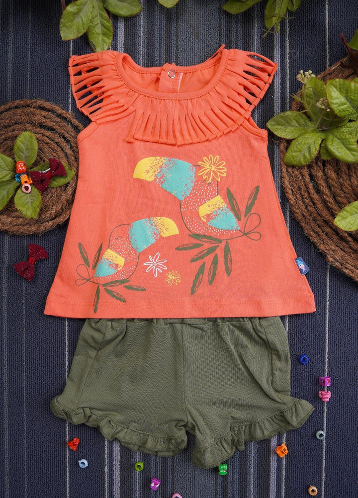 Sanaulla Exclusive Range Cotton Casual Girls Suit -  133101 Orange