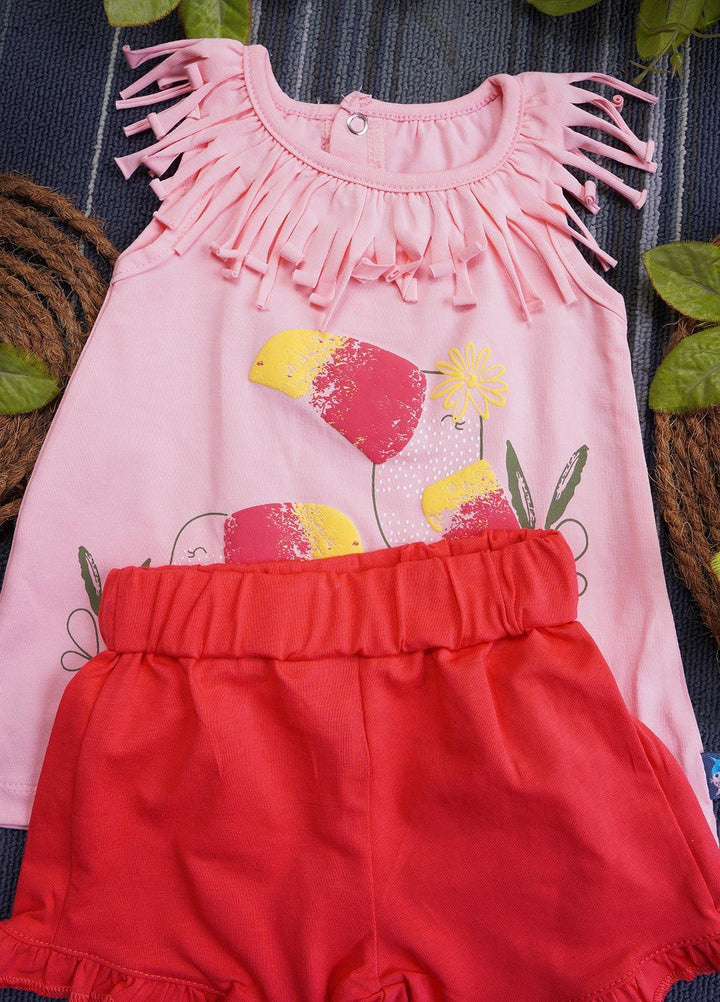 Sanaulla Exclusive Range Cotton Casual Suit for Girls -  133101 Pink