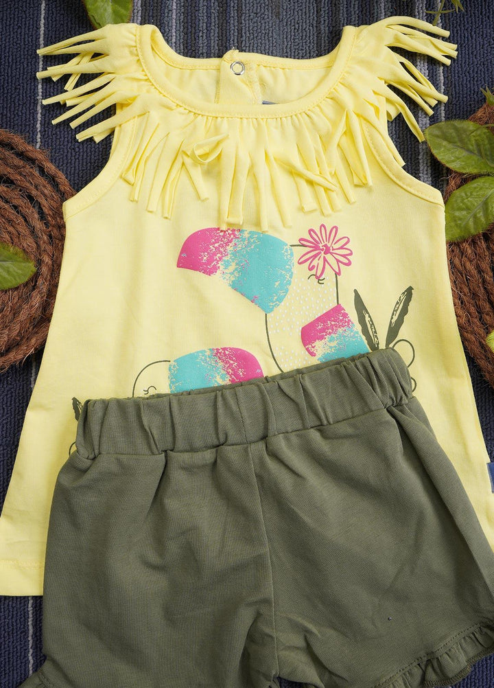 Sanaulla Exclusive Range Cotton Casual Girls Suit -  133101 Yellow