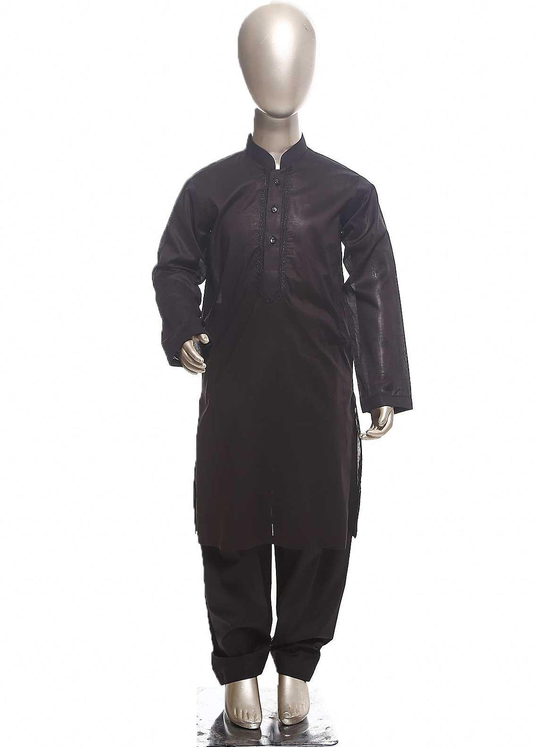 Sanaulla Exclusive Range Cotton Formal Kurta Shalwar for Boys - C-732 Black