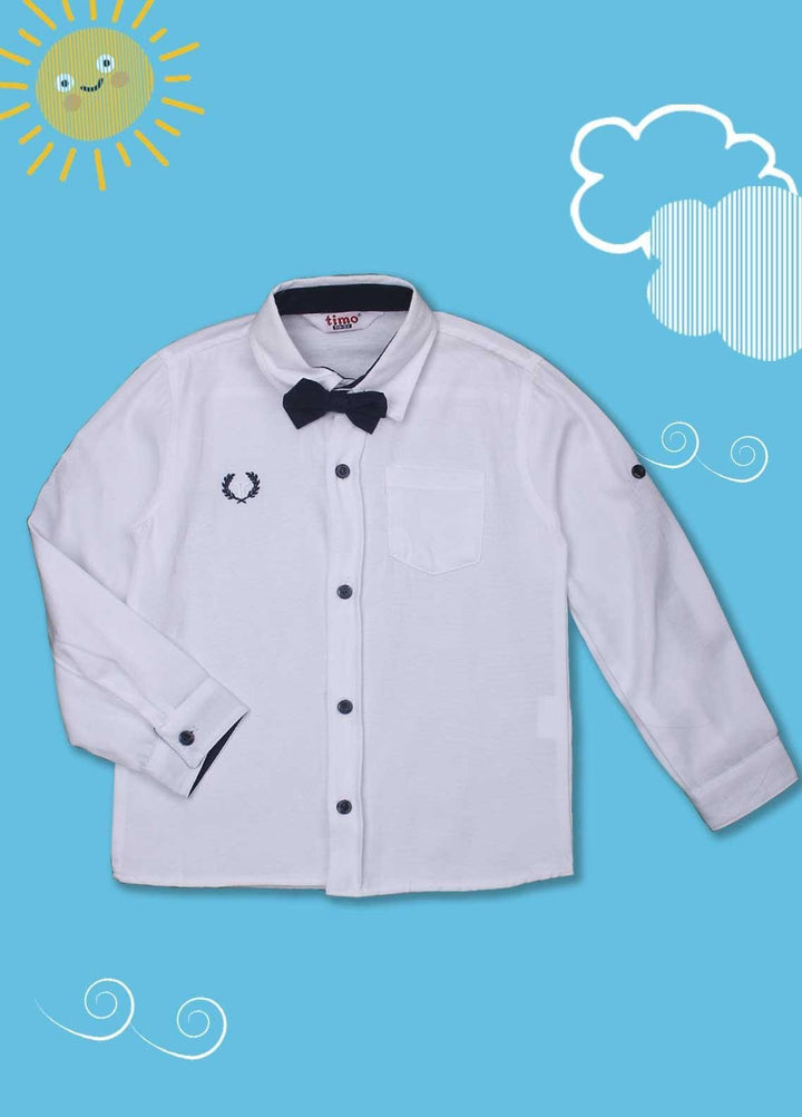 Sanaulla Exclusive Range Cotton Casual Boys Shirts -  D-00012 White