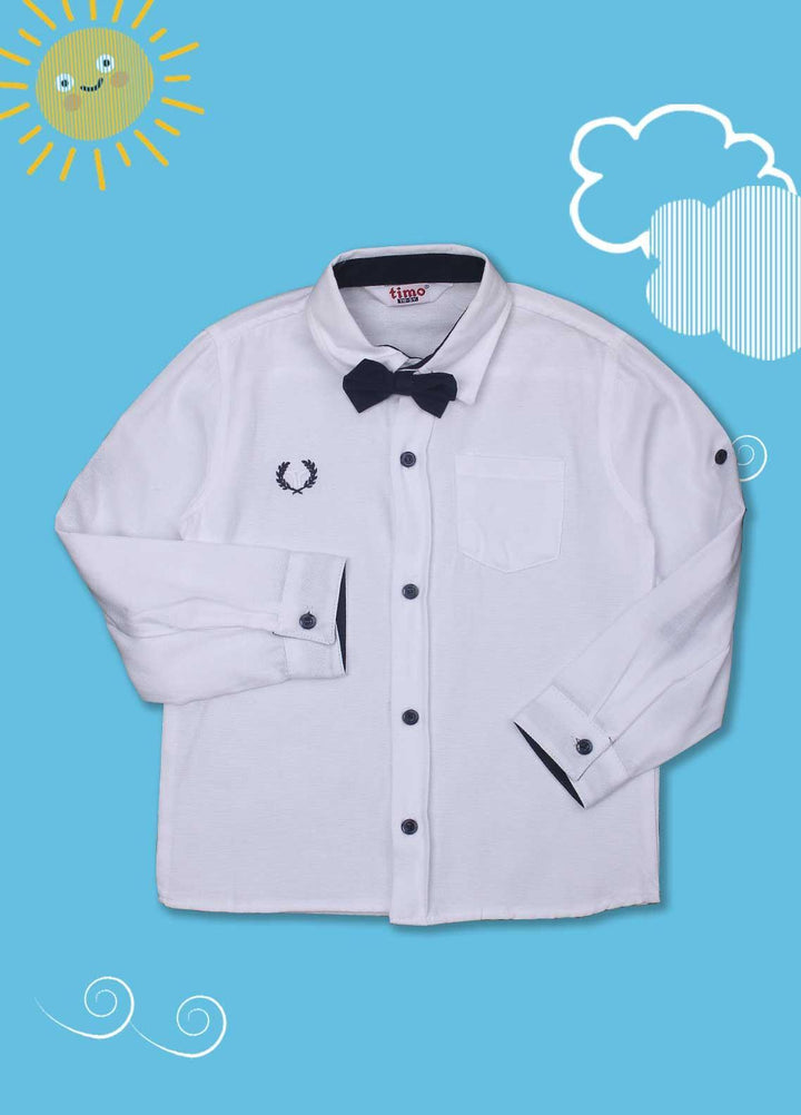 Sanaulla Exclusive Range Cotton Casual Boys Shirts -  D-00012 White