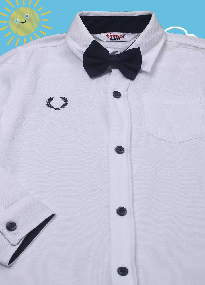 Sanaulla Exclusive Range Cotton Casual Boys Shirts -  D-00012 White