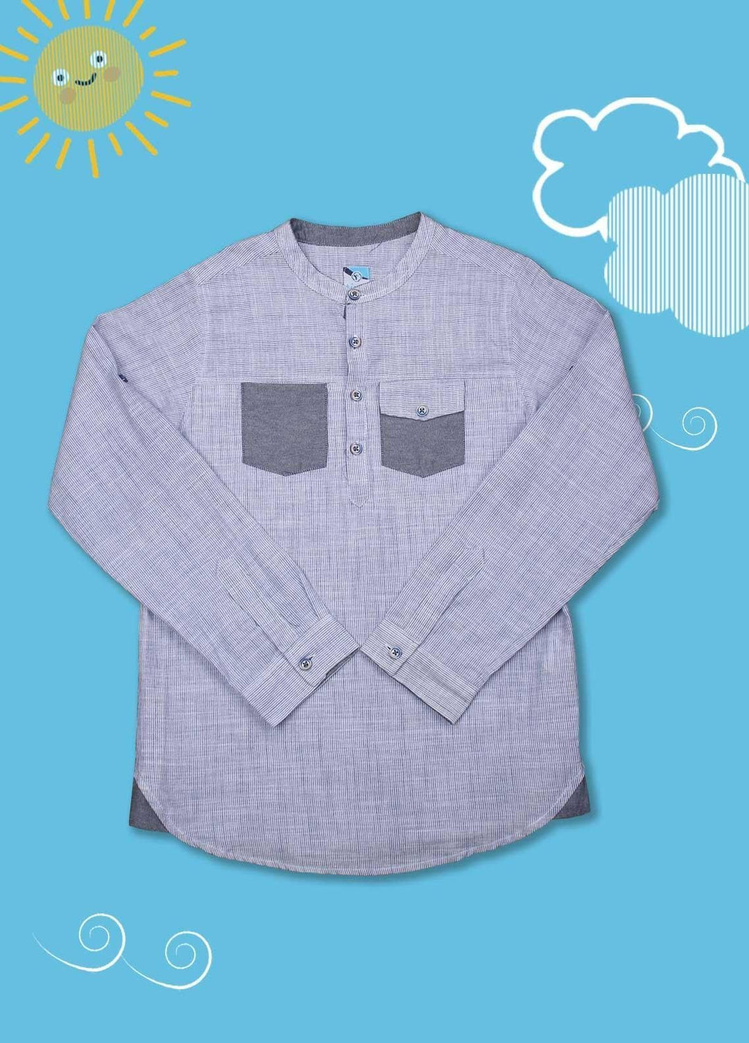 Sanaulla Exclusive Range Cotton Casual Shirts for Boys - D-1014 Light Blue