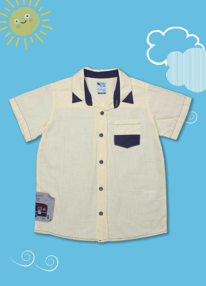 Sanaulla Exclusive Range Cotton Casual Shirts for Boys -  D-883 Yellow