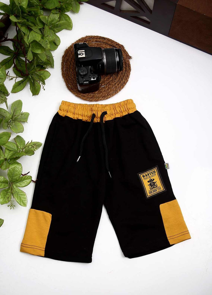 Sanaulla Exclusive Range Cotton Fancy Boys Shorts -  D-3030 Black