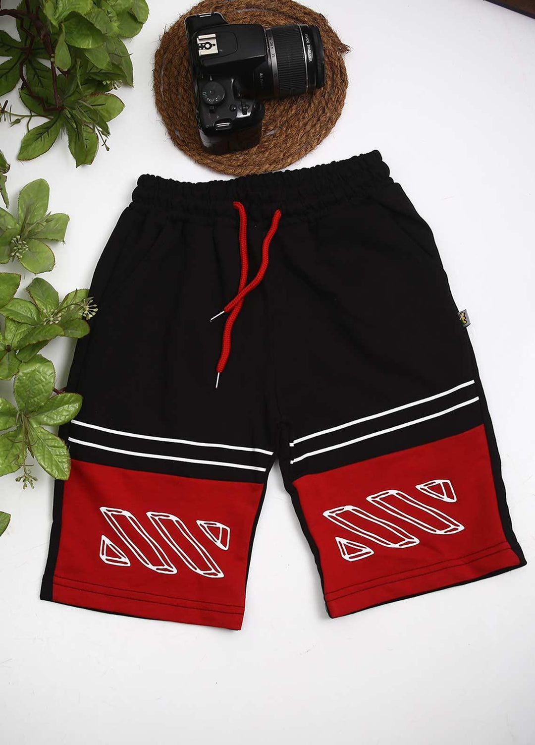 Sanaulla Exclusive Range Cotton Fancy Shorts for Boys - D-3085 Black