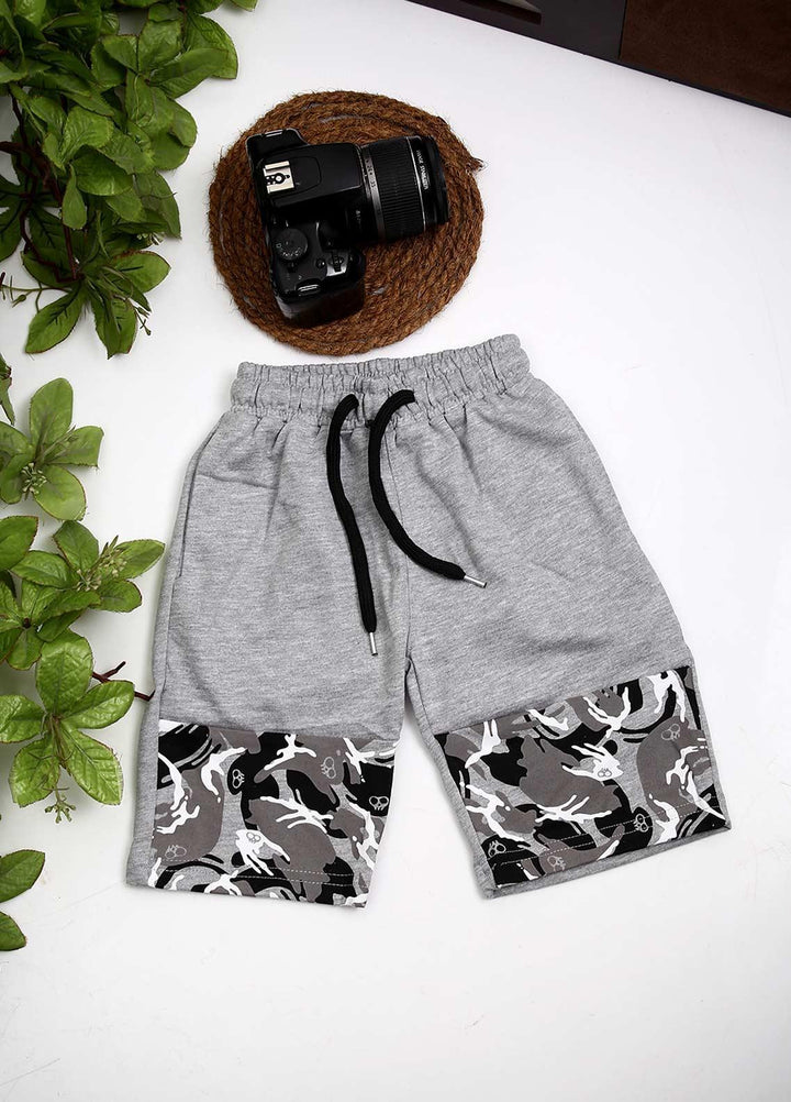 Sanaulla Exclusive Range Cotton Fancy Boys Shorts -  D-3240 Light Grey