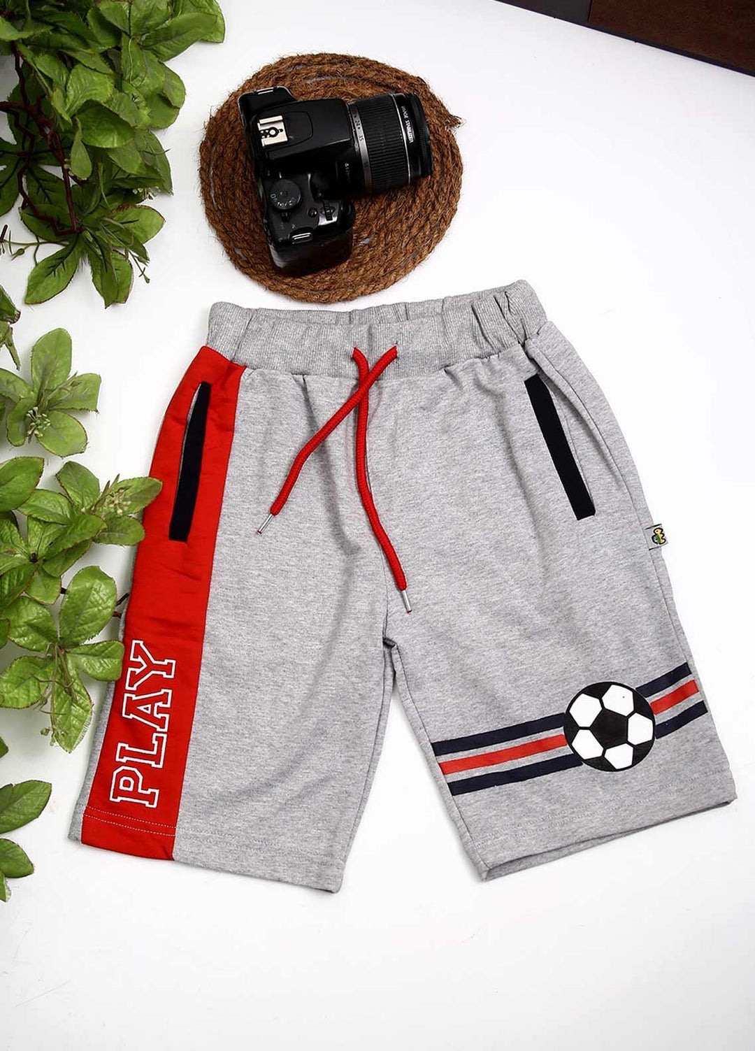 Sanaulla Exclusive Range Cotton Fancy Shorts for Boys - D-3336 Light Grey