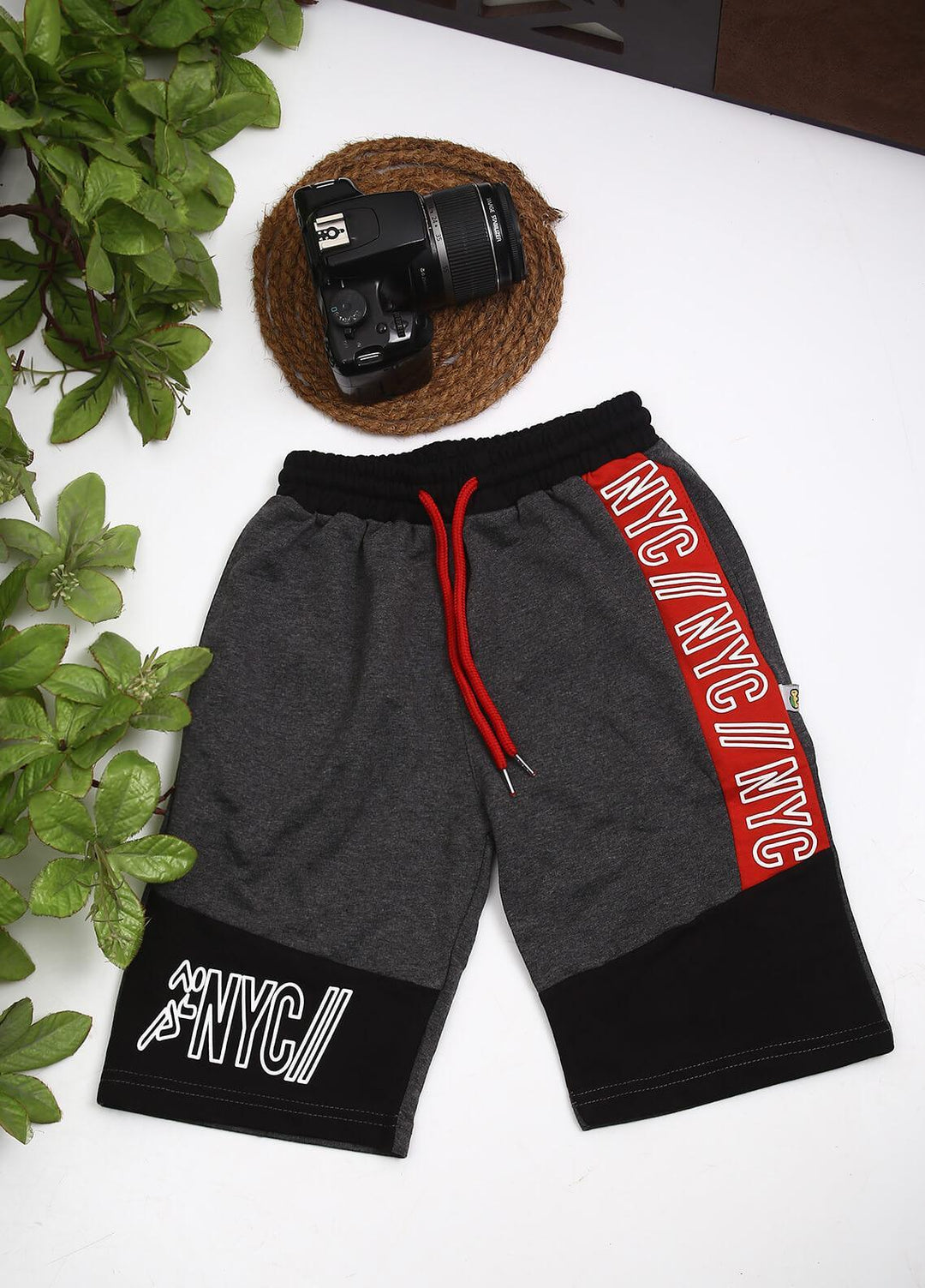 Sanaulla Exclusive Range Cotton Fancy Boys Shorts - D-3349 Dark Grey