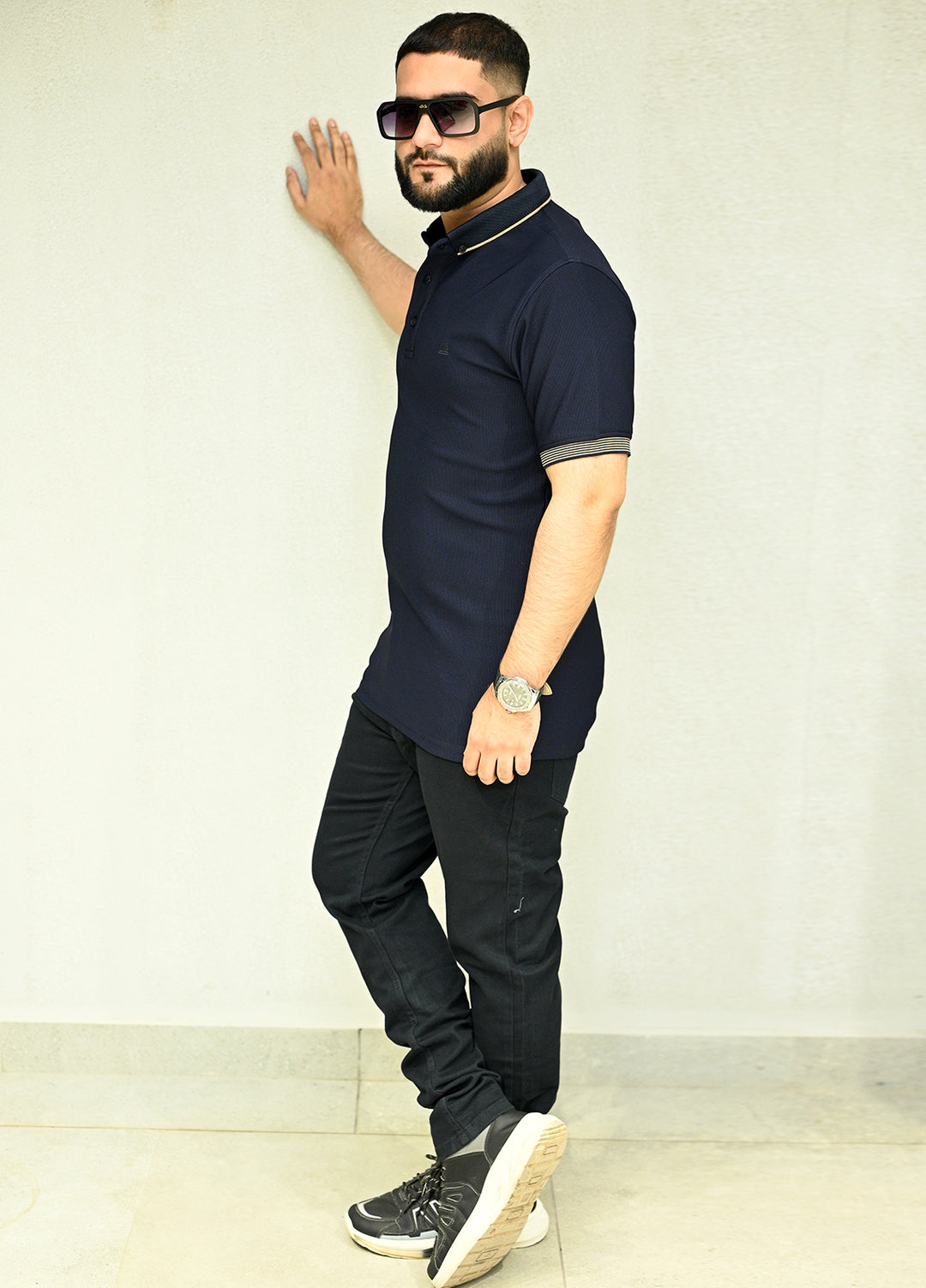 Sanaulla Exclusive Casual Cotton Polo 2045 Navy Blue