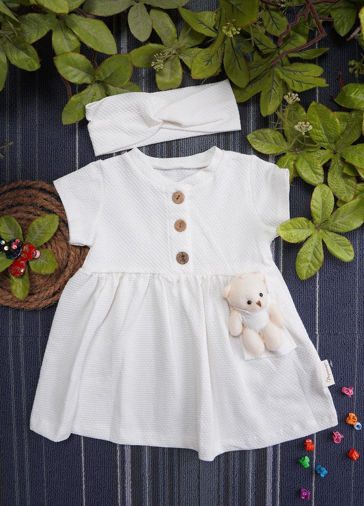 Sanaulla Exclusive Range  Fancy Frocks for Girls -  0039 White