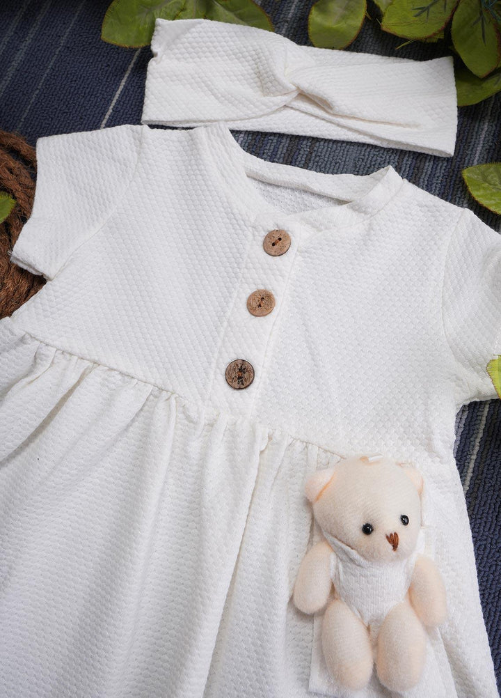 Sanaulla Exclusive Range  Fancy Frocks for Girls -  0039 White