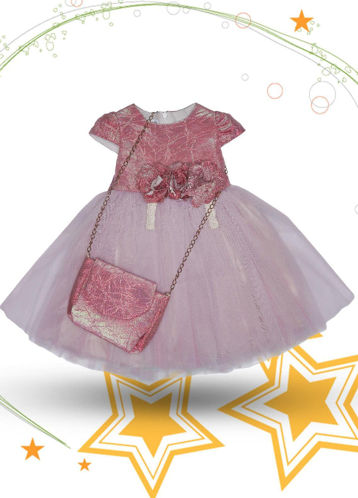 Sanaulla Exclusive Range Cotton Fancy Girls Frocks -  8200 Pink