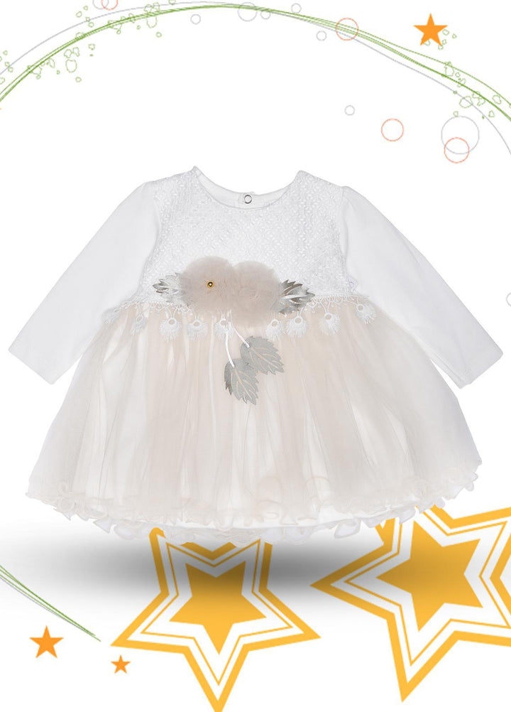 Sanaulla Exclusive Range Cotton Fancy Girls Frocks -  333367 Beige