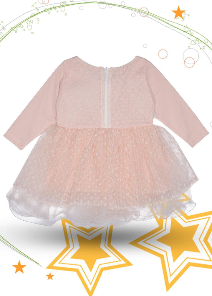 Sanaulla Exclusive Range Cotton Fancy Girls Frocks -  342961 Peach