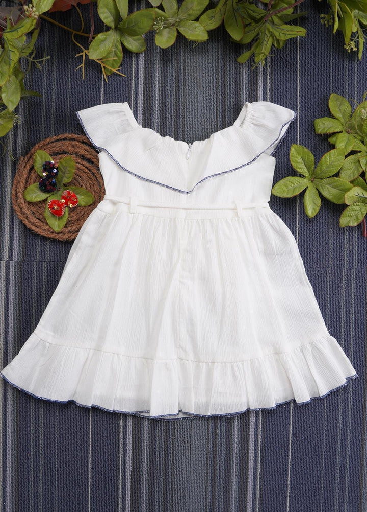 Sanaulla Exclusive Range  Fancy Frocks for Girls -  2957 White