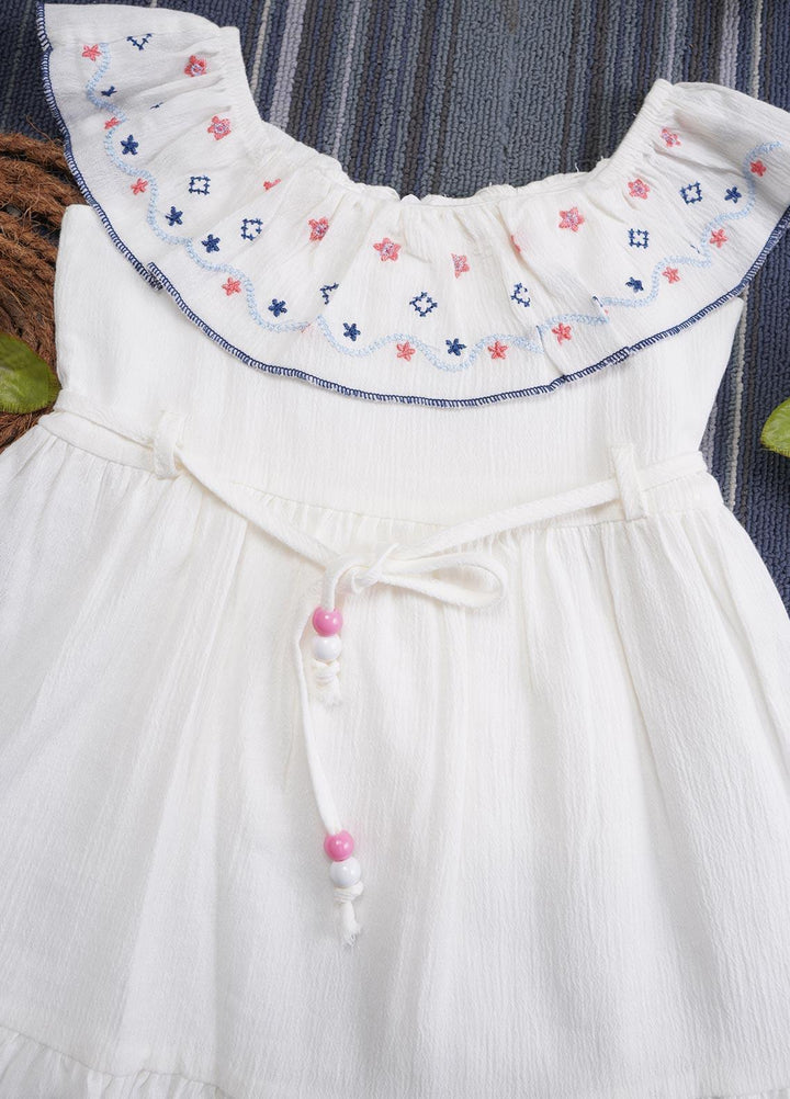 Sanaulla Exclusive Range  Fancy Frocks for Girls -  2957 White