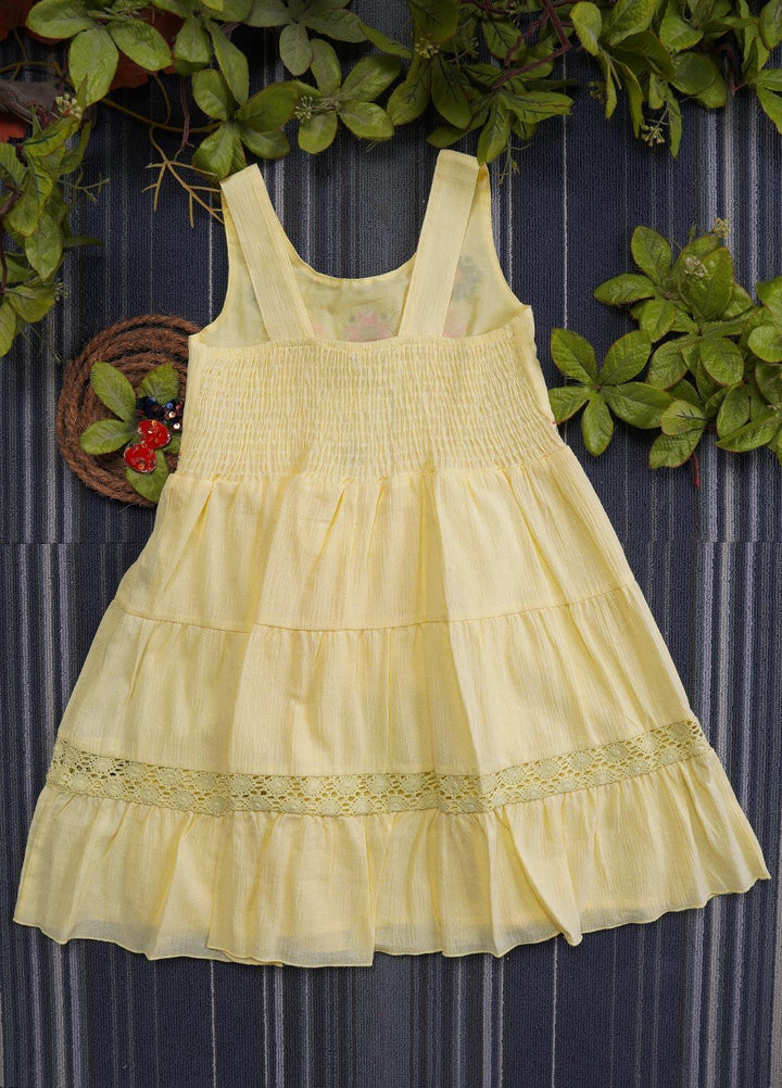 Sanaulla Exclusive Range  Fancy Girls Frocks -  2976 Lemon