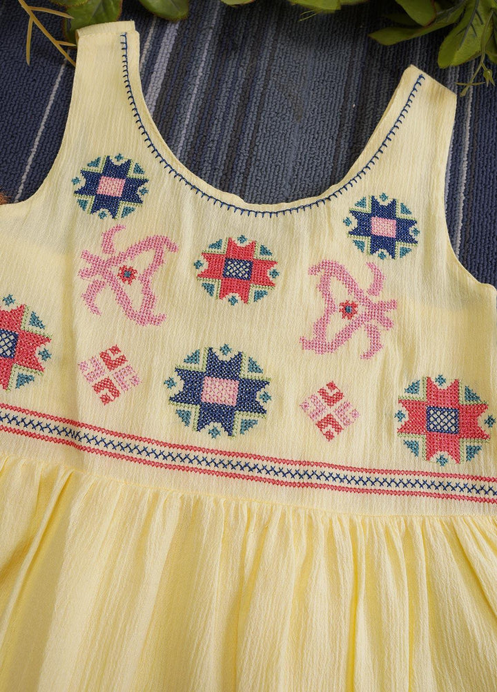 Sanaulla Exclusive Range  Fancy Girls Frocks -  2976 Lemon