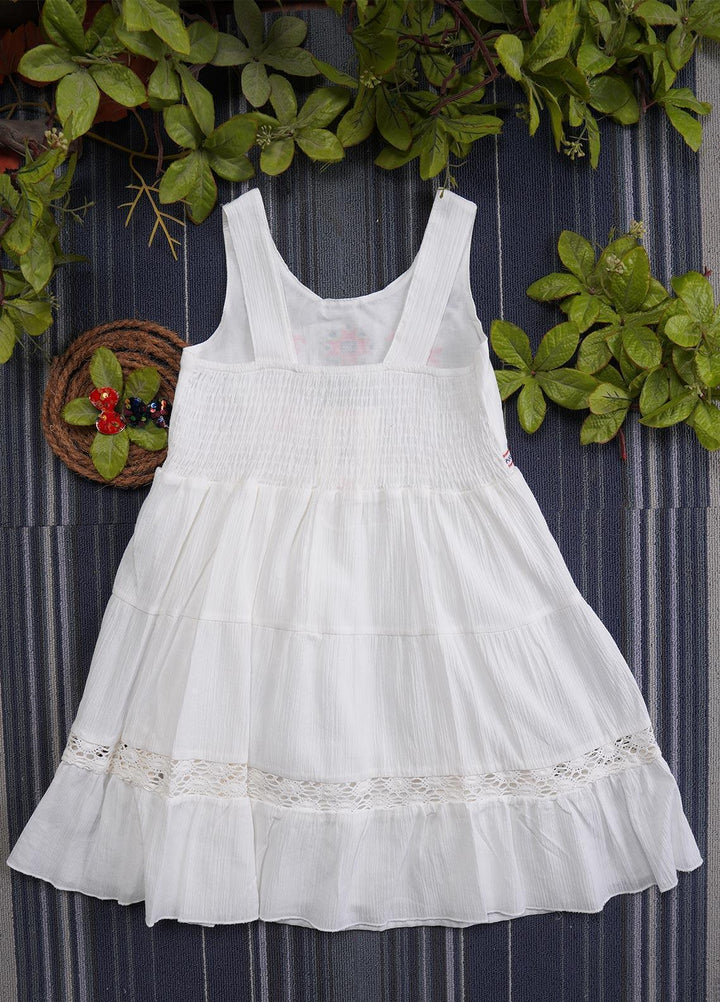 Sanaulla Exclusive Range  Fancy Frocks for Girls -  2976 White