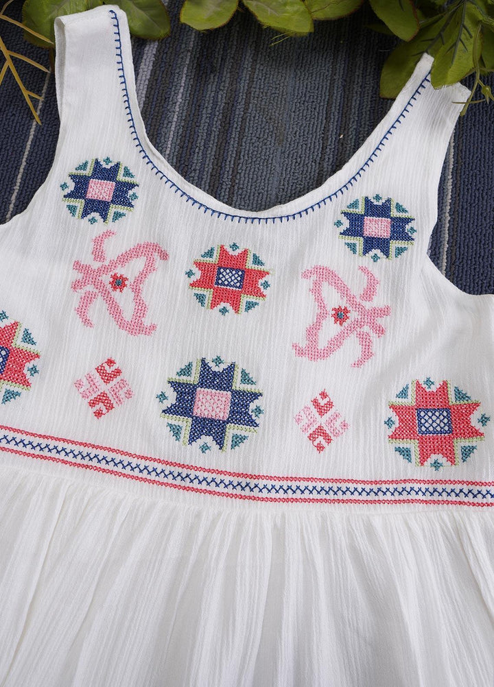 Sanaulla Exclusive Range  Fancy Frocks for Girls -  2976 White