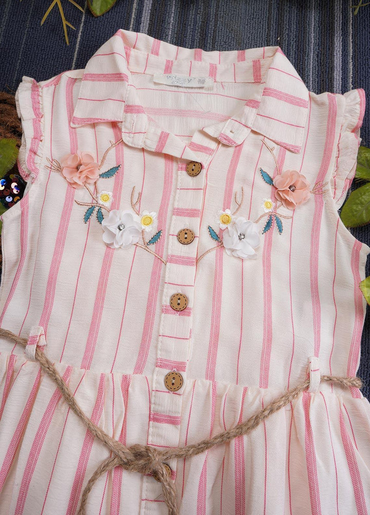 Sanaulla Exclusive Range  Fancy Girls Frocks -  3141 Cream