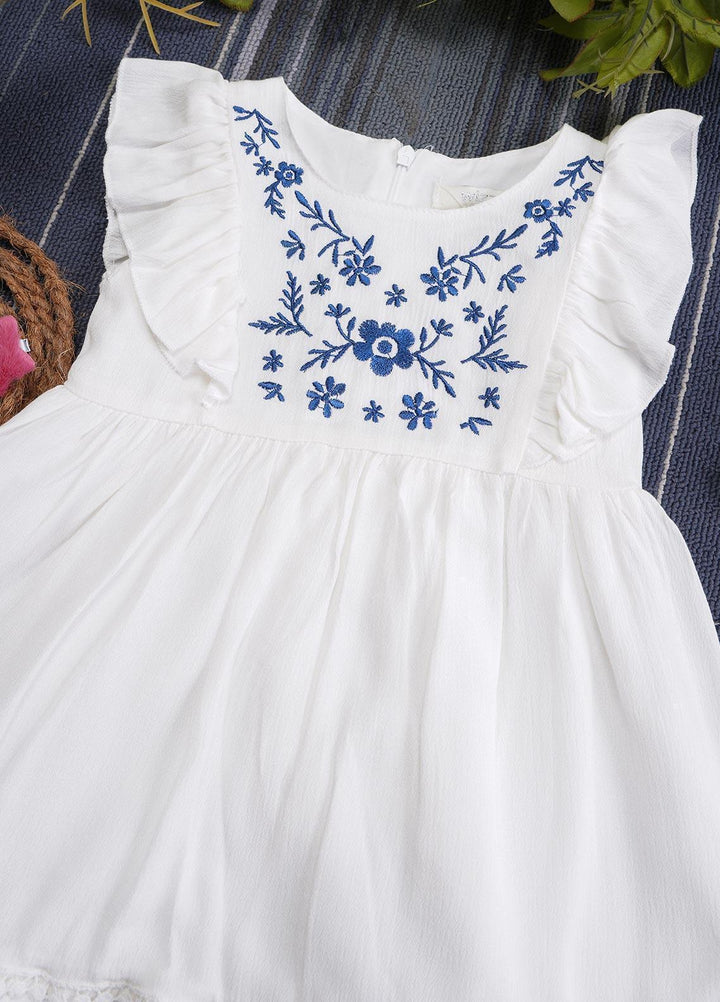 Sanaulla Exclusive Range  Fancy Frocks for Girls -  3146 White