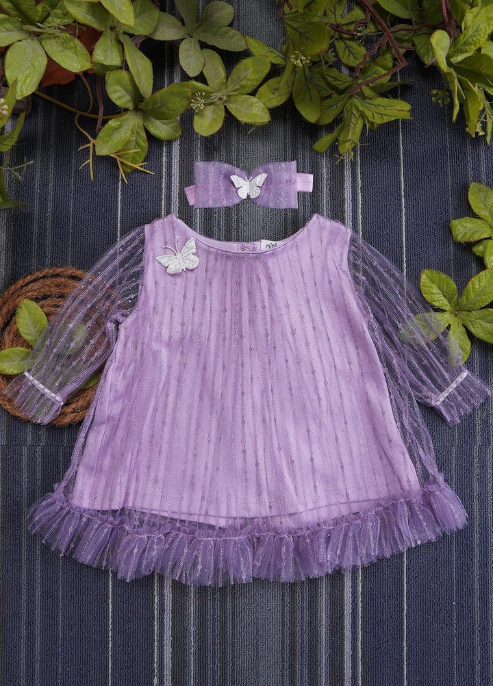 Sanaulla Exclusive Range  Fancy Frocks for Girls -  5-3005 Purple