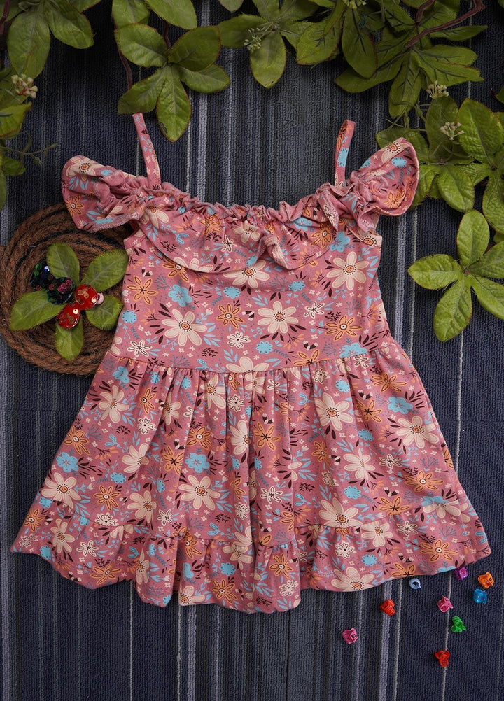 Sanaulla Exclusive Range  Fancy Girls Frocks -  7036-0205 Pink