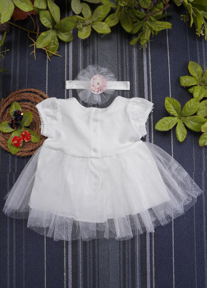 Sanaulla Exclusive Range  Fancy Girls Frocks -  8-4003 White