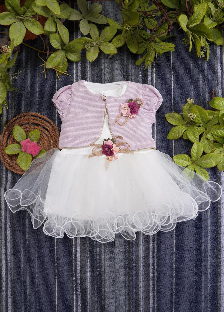 Sanaulla Exclusive Range  Fancy Girls Frocks -  BT624 Purple White