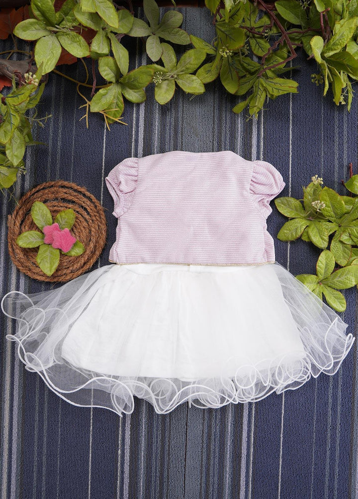 Sanaulla Exclusive Range  Fancy Girls Frocks -  BT624 Purple White