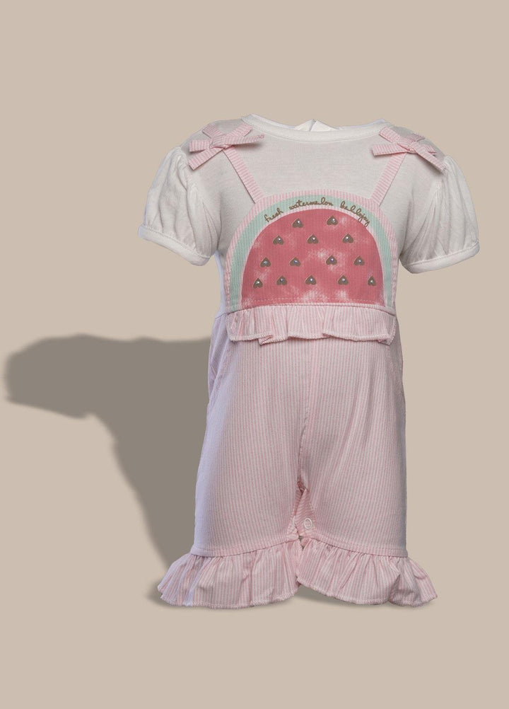 Sanaulla Exclusive Range  Pret Romper for Girls -  1016500 Fawn
