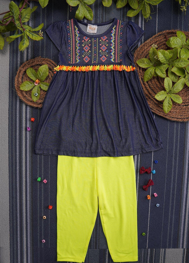 Sanaulla Exclusive Range Cotton Casual Girls Suit -  116348 Navy