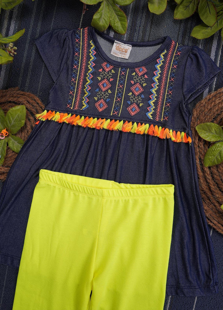 Sanaulla Exclusive Range Cotton Casual Girls Suit -  116348 Navy