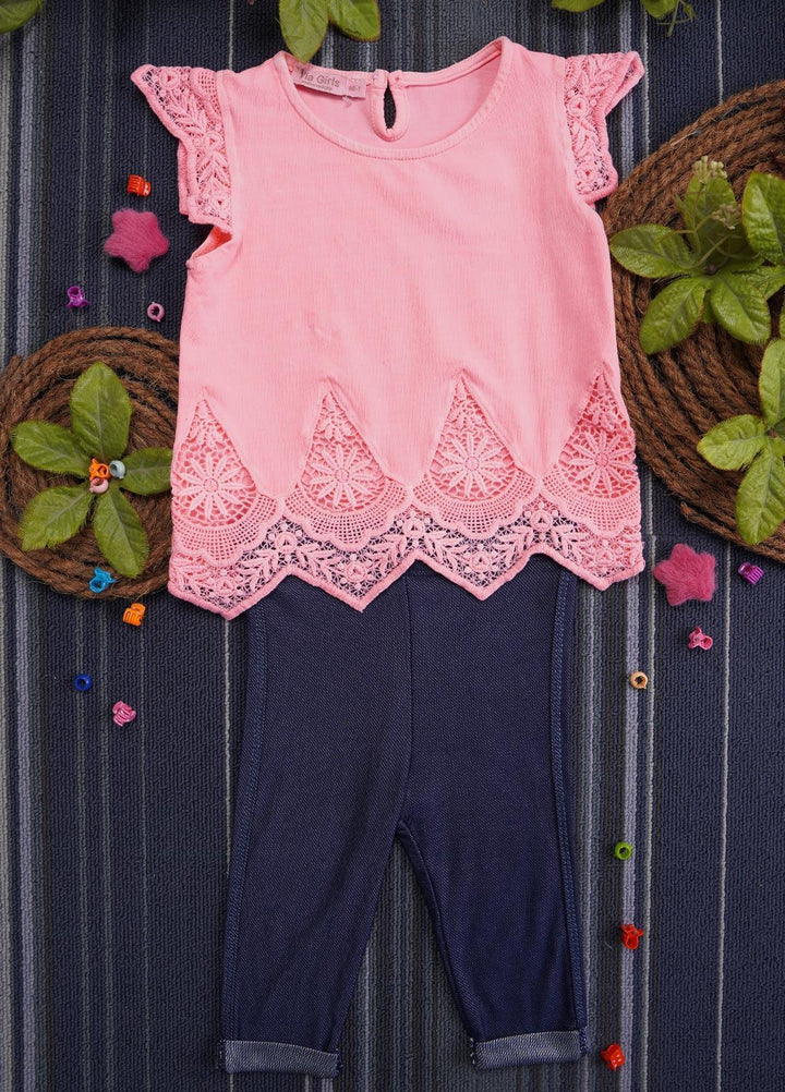 Sanaulla Exclusive Range Cotton Casual Suit for Girls -  118082 Pink