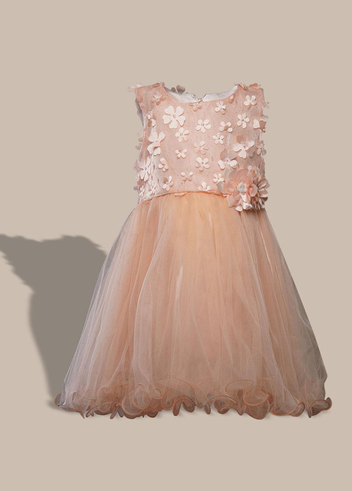 Sanaulla Exclusive Range  Pret Frock for Girls -  3010 Peach