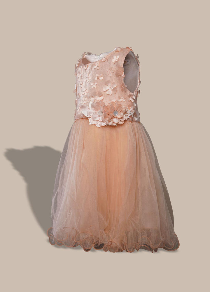 Sanaulla Exclusive Range  Pret Frock for Girls -  3010 Peach