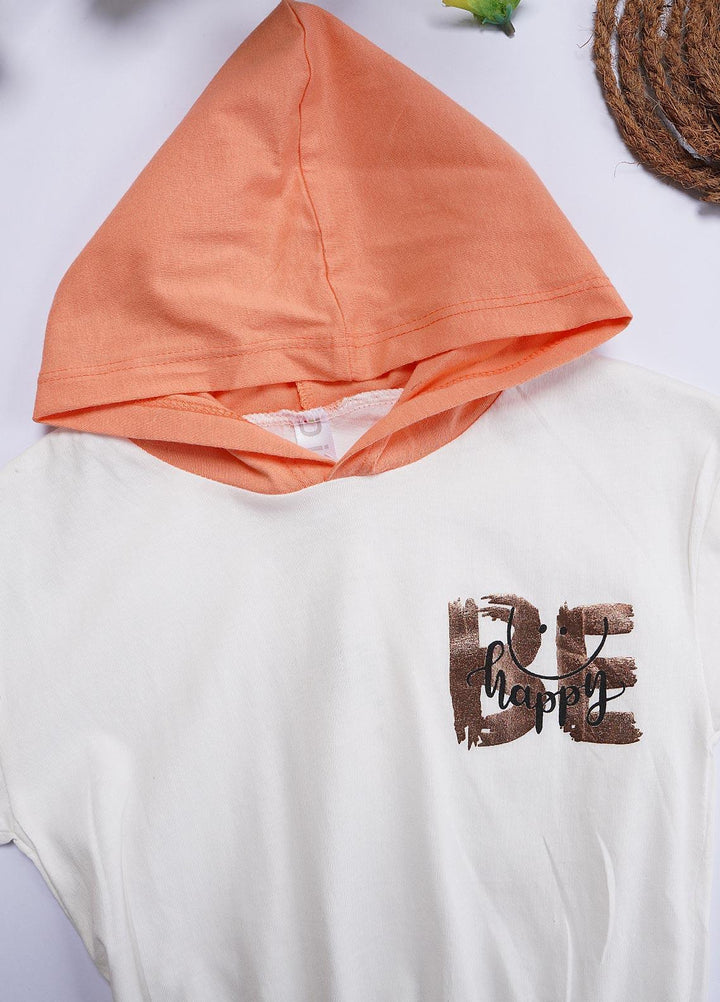 Sanaulla Exclusive Range Cotton Casual T-Shirts for Girls - Hoodi Shirt 12200 Peach