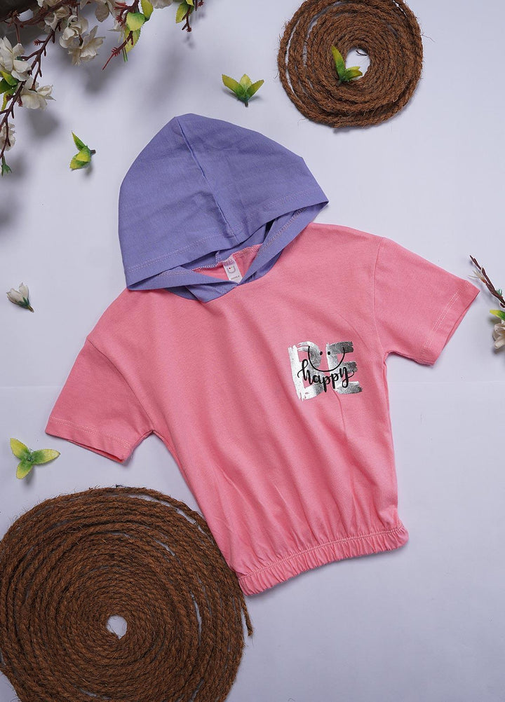 Sanaulla Exclusive Range Cotton Casual T-Shirts for Girls - Hoodi Shirt 12200 Pink