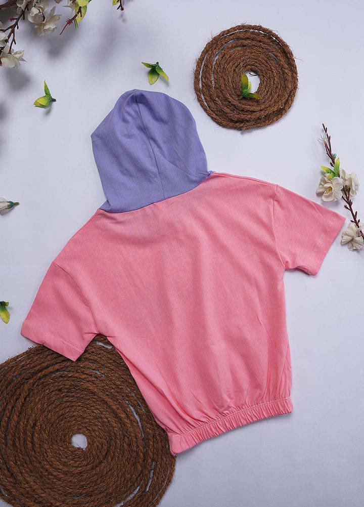 Sanaulla Exclusive Range Cotton Casual T-Shirts for Girls - Hoodi Shirt 12200 Pink