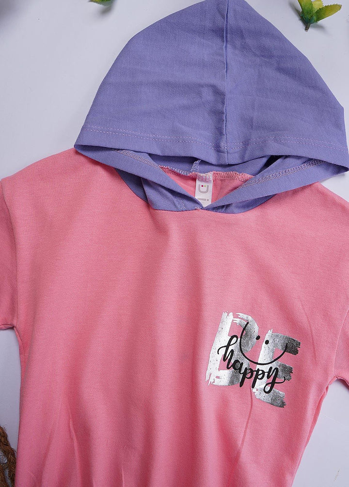 Sanaulla Exclusive Range Cotton Casual T-Shirts for Girls - Hoodi Shirt 12200 Pink