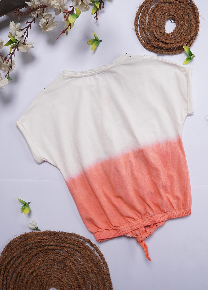 Sanaulla Exclusive Range Cotton Casual T-Shirts for Girls - Romper 6196 White & Pink