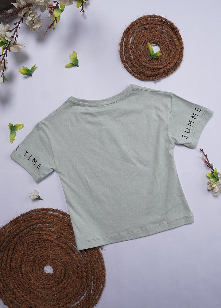 Sanaulla Exclusive Range Cotton Casual T-Shirts for Girls - 12202 Light Green